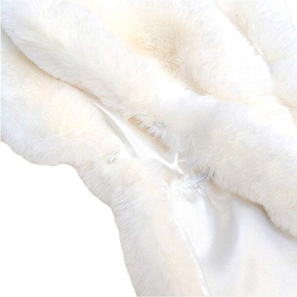 🆕 Fashowlife New Faux Fur Cloak Shawl Women White Scarf Warm Wrap Stole Shrug - Picture 3 of 8
